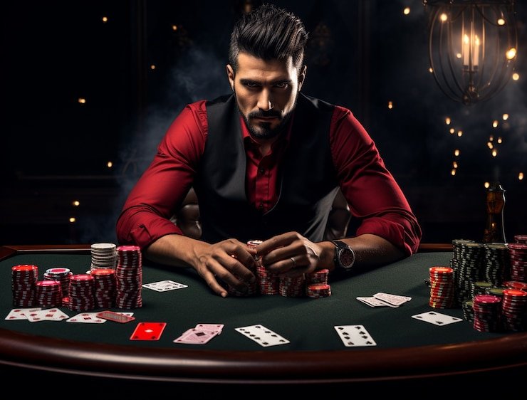 Live dealer at blackjack table in hitbola studio