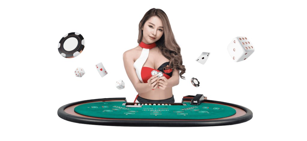 Sic Bo table with three dice and betting layout